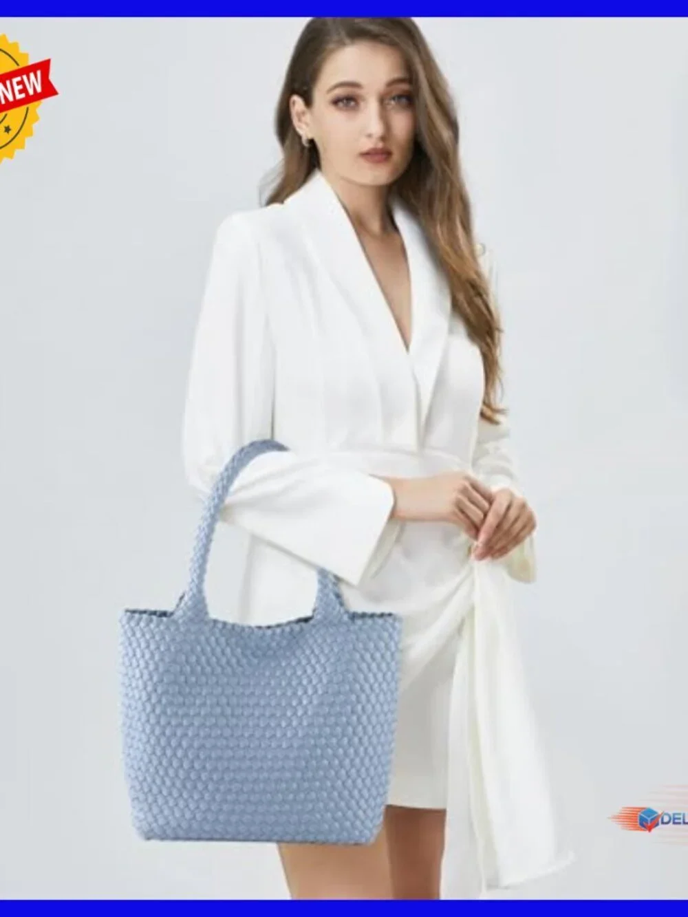 Large Vegan Leather Woven Tote Bag Hobo Shoulder Bag Travel Beach Handbag